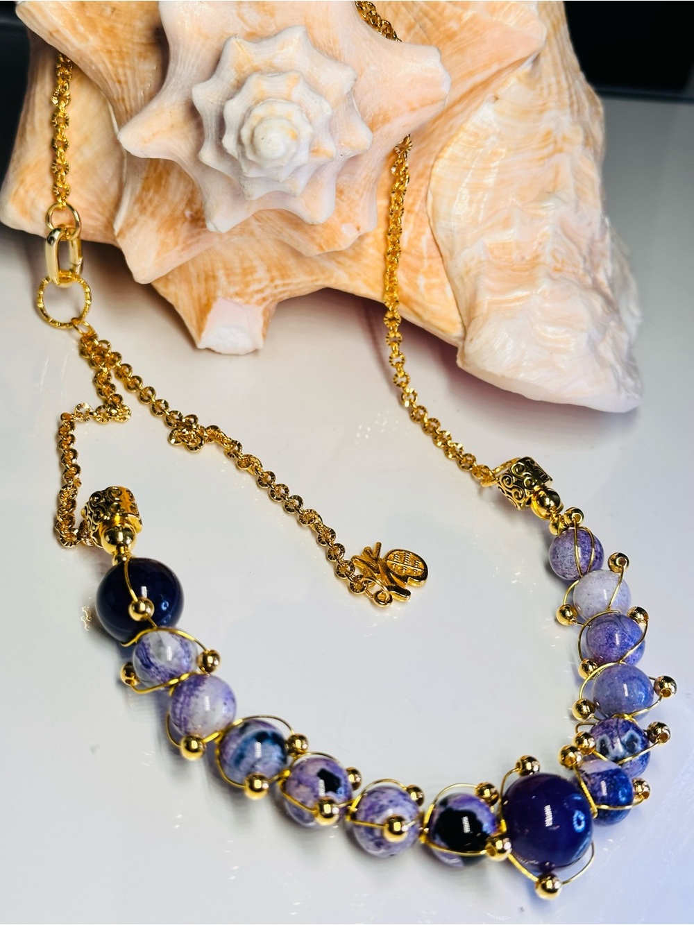 AGATE + LAVENDER NECKLACE